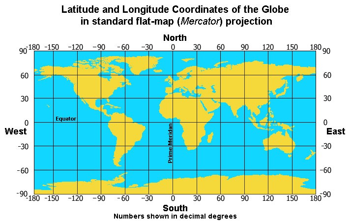 flat earth map with latitude and longitude